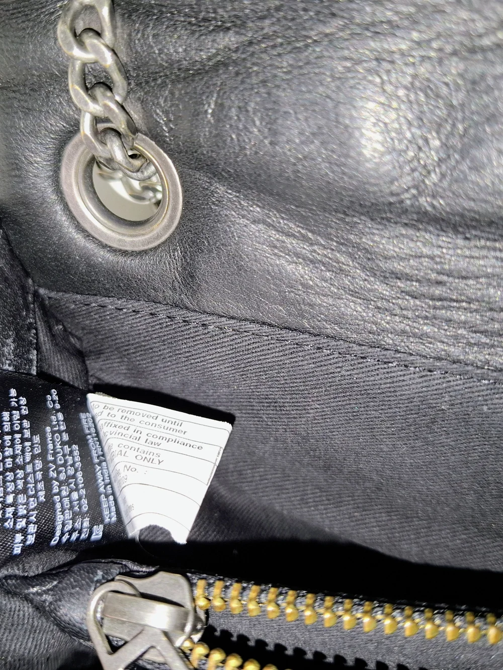 Zadig & Voltaire Black Quilted Shoulder Bag with Silver Chain